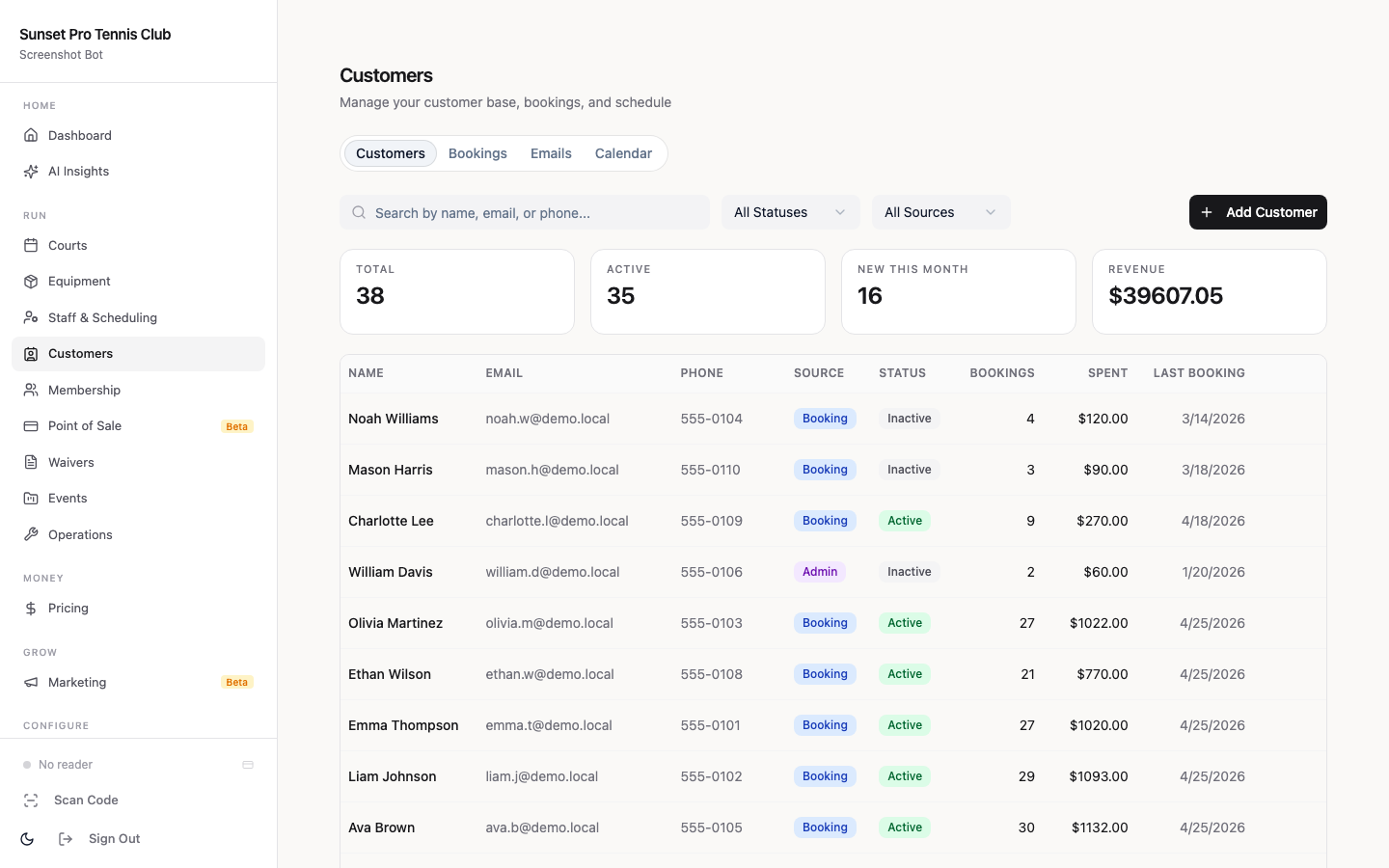 Orhuk customer list showing lapsed member segments filtered by cancellation date